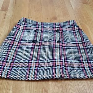 Button plaid miniskirt